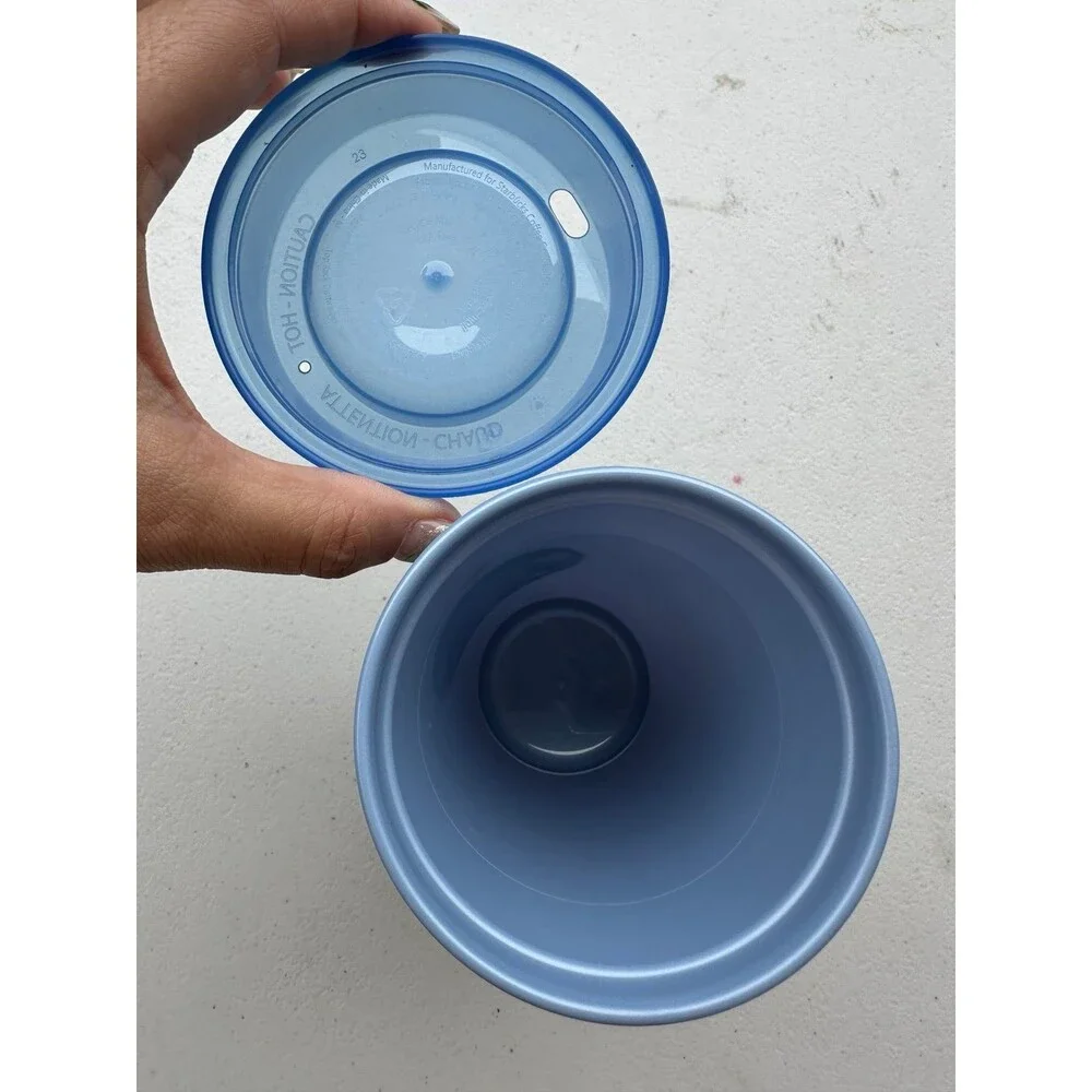 NWOT Starbucks 16oz Matte Blue Reusable Tumbler Plastic Cold Cup Lid BPA Free
